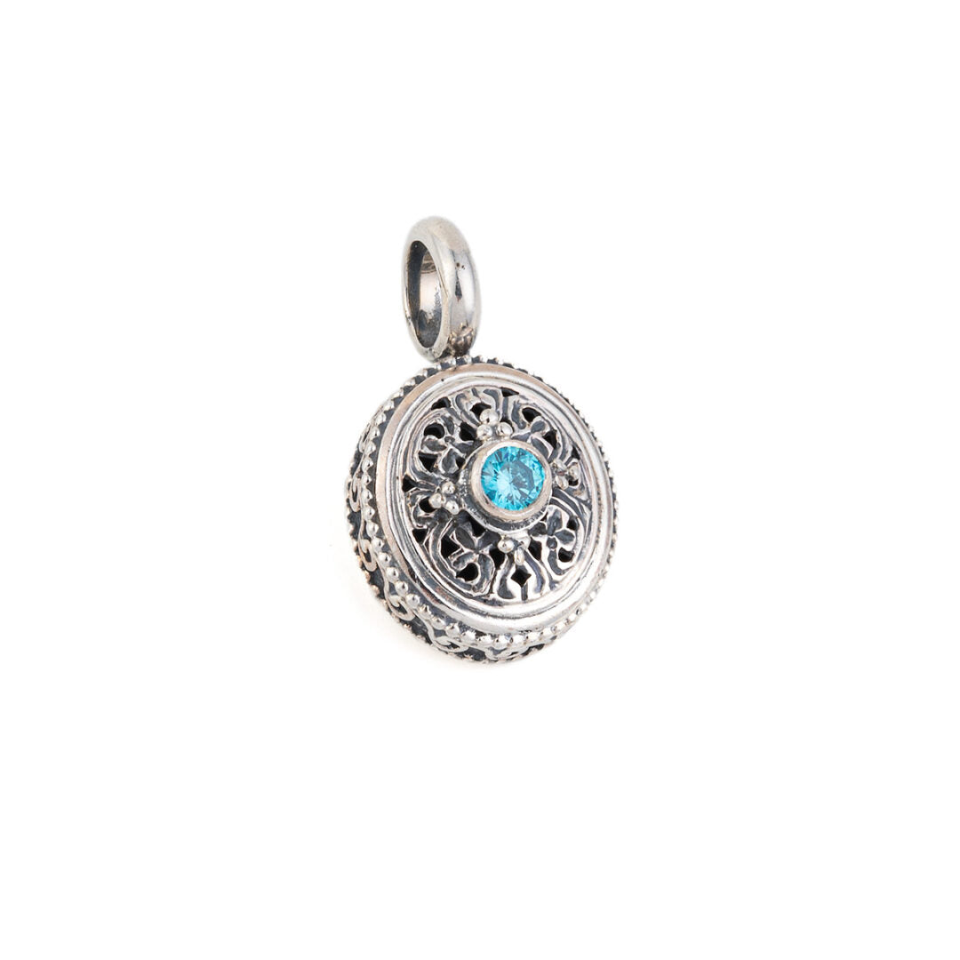 Gerochristo - Garden Shadows Oval Pendant in Sterling Silver