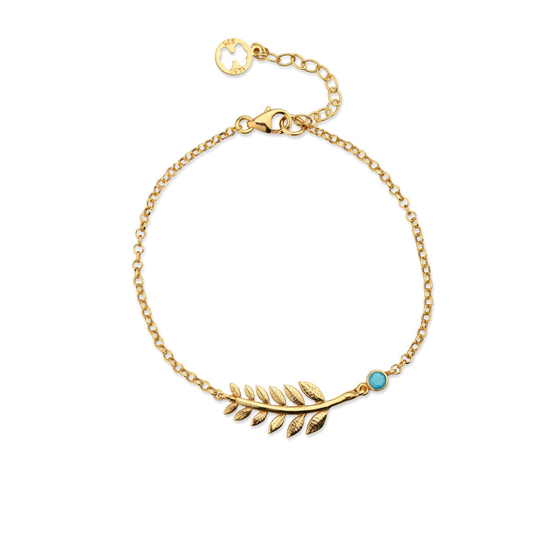 Sterling Silver Chain Bracelet With a Palm Tree Leaf