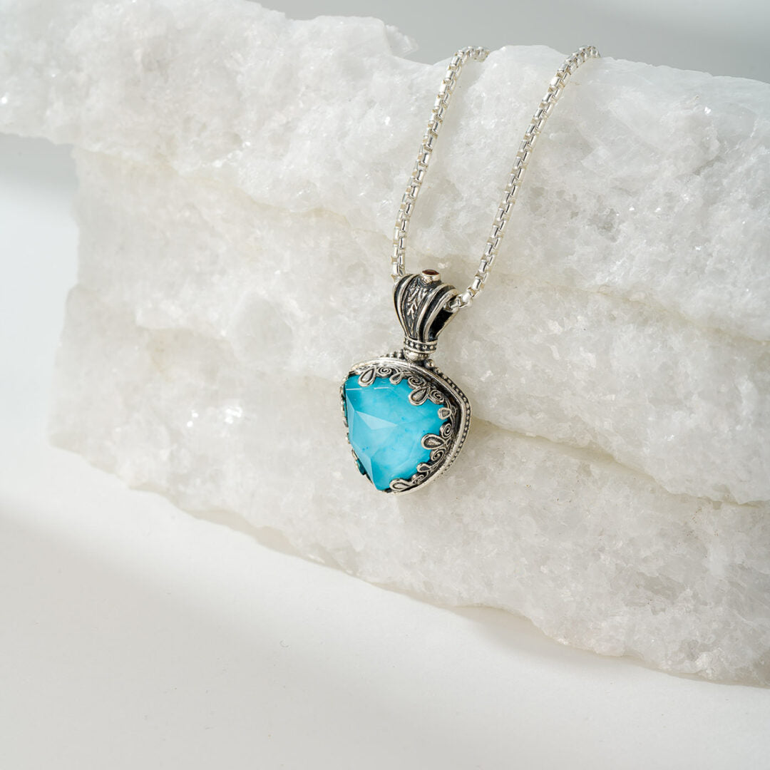 Gerochristo - Aegean Colors Triangle Pendant with Doublet Gemstone