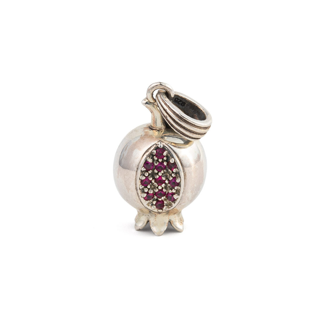 Gerochristo - Pomegranate pendant in sterling silver with red CZ