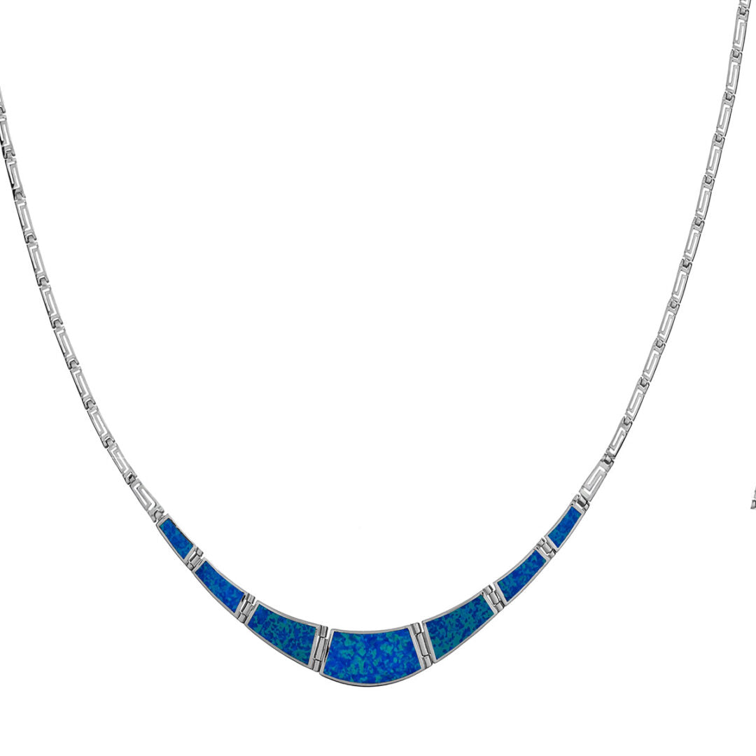 Greek Key Blue Opal necklace
