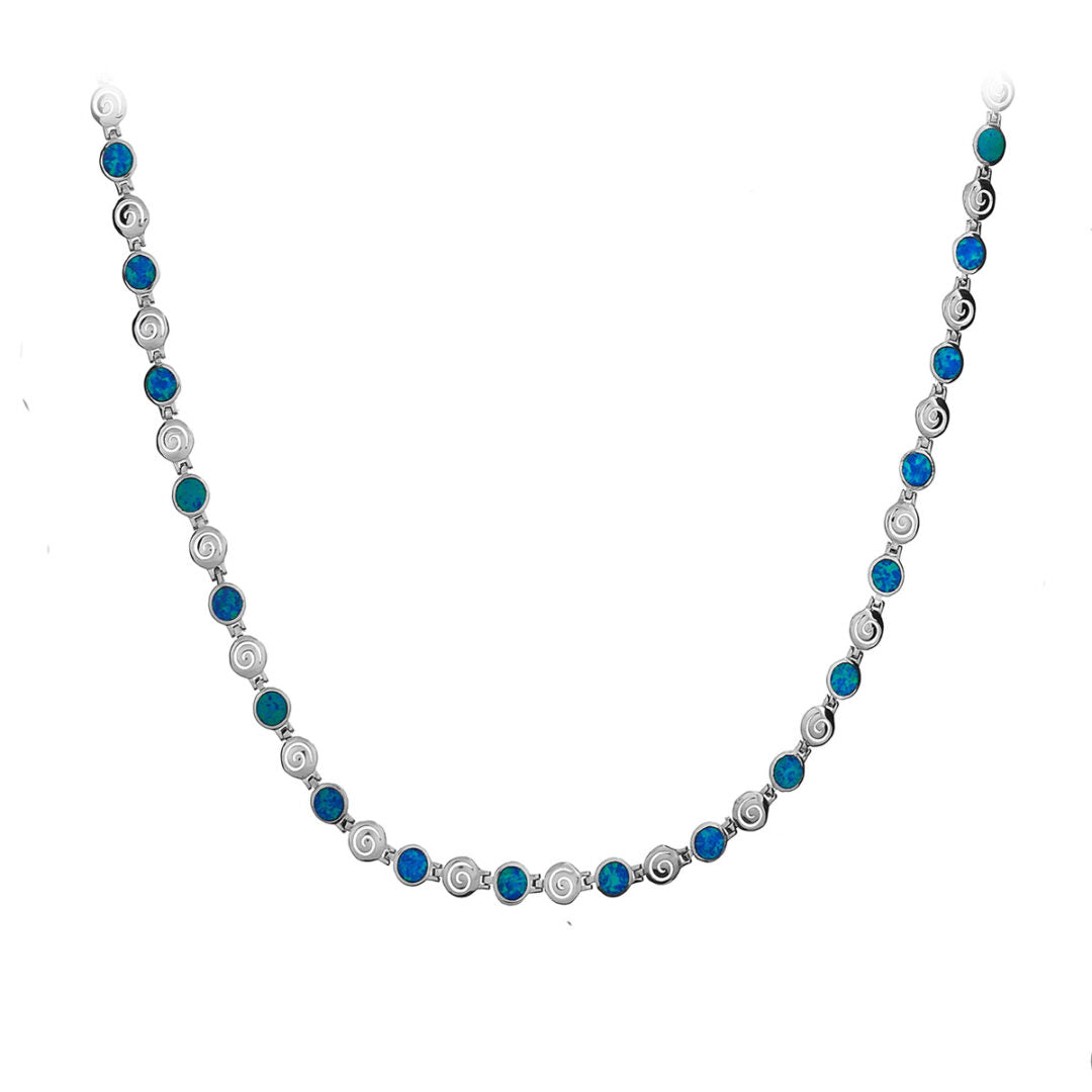Spiral Necklace - Blue Opal Sterling Silver