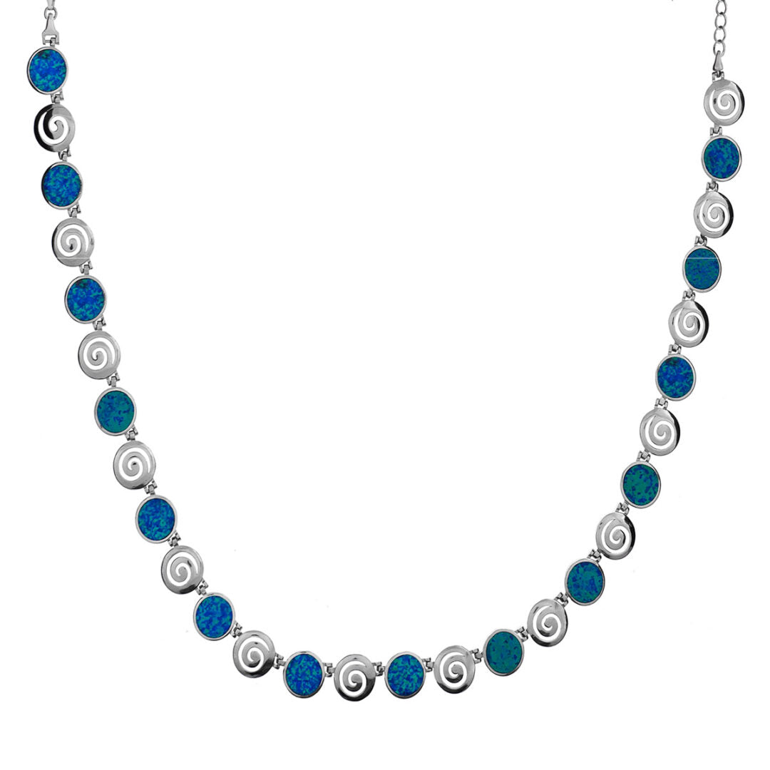 Spiral Necklace - Blue Opal Sterling Silver