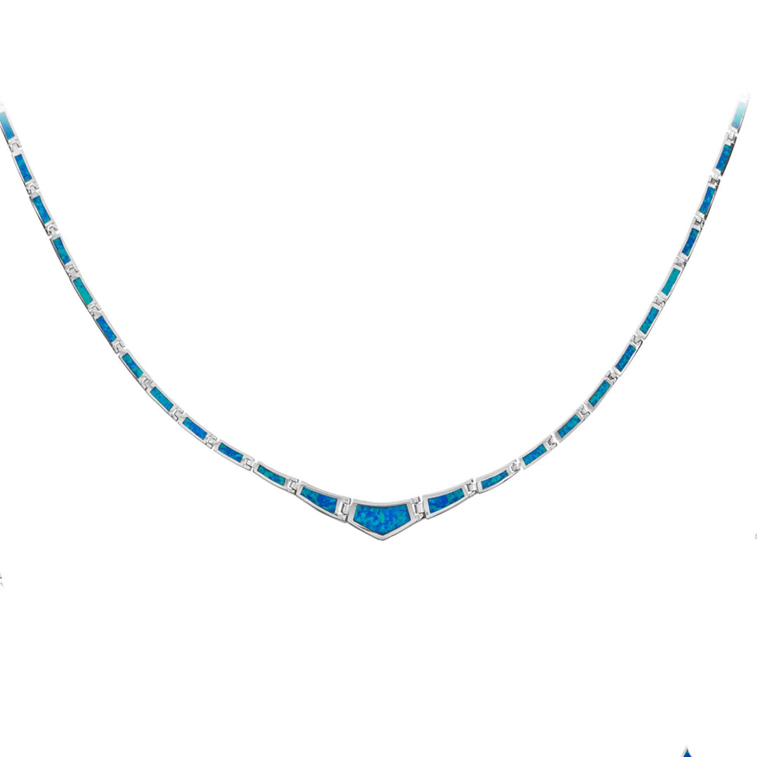 Blue Opal Necklace - Sterling Silver