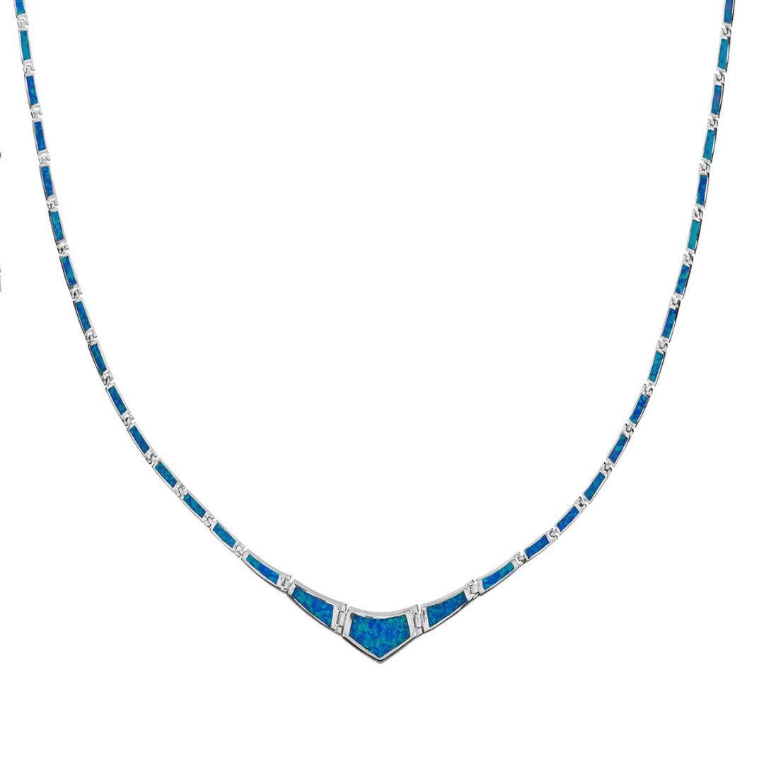 Blue Opal Necklace - Sterling Silver