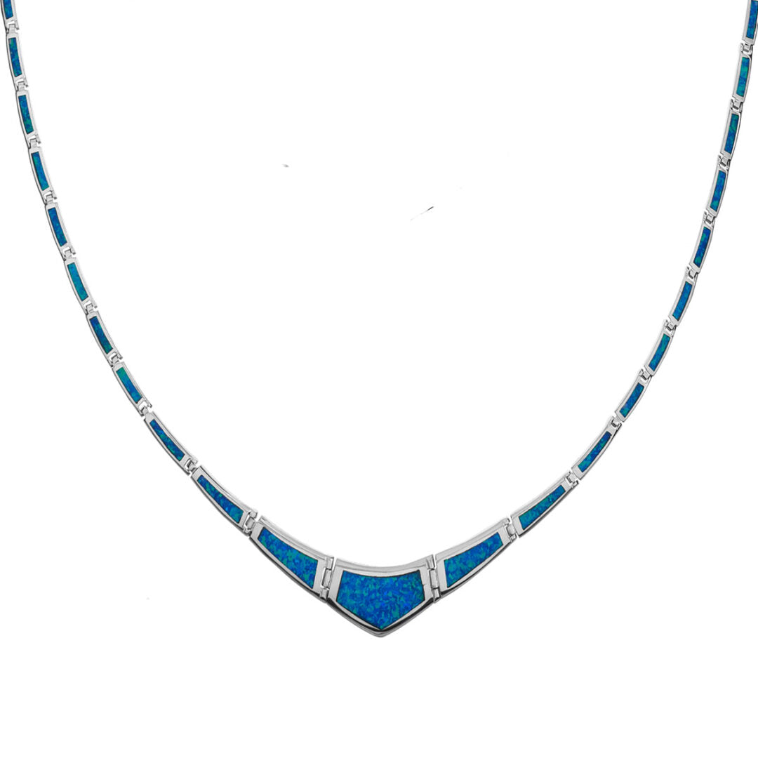 Blue Opal Necklace - Sterling Silver