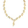 Opal Olive Tree Branch Leaf Necklace — White