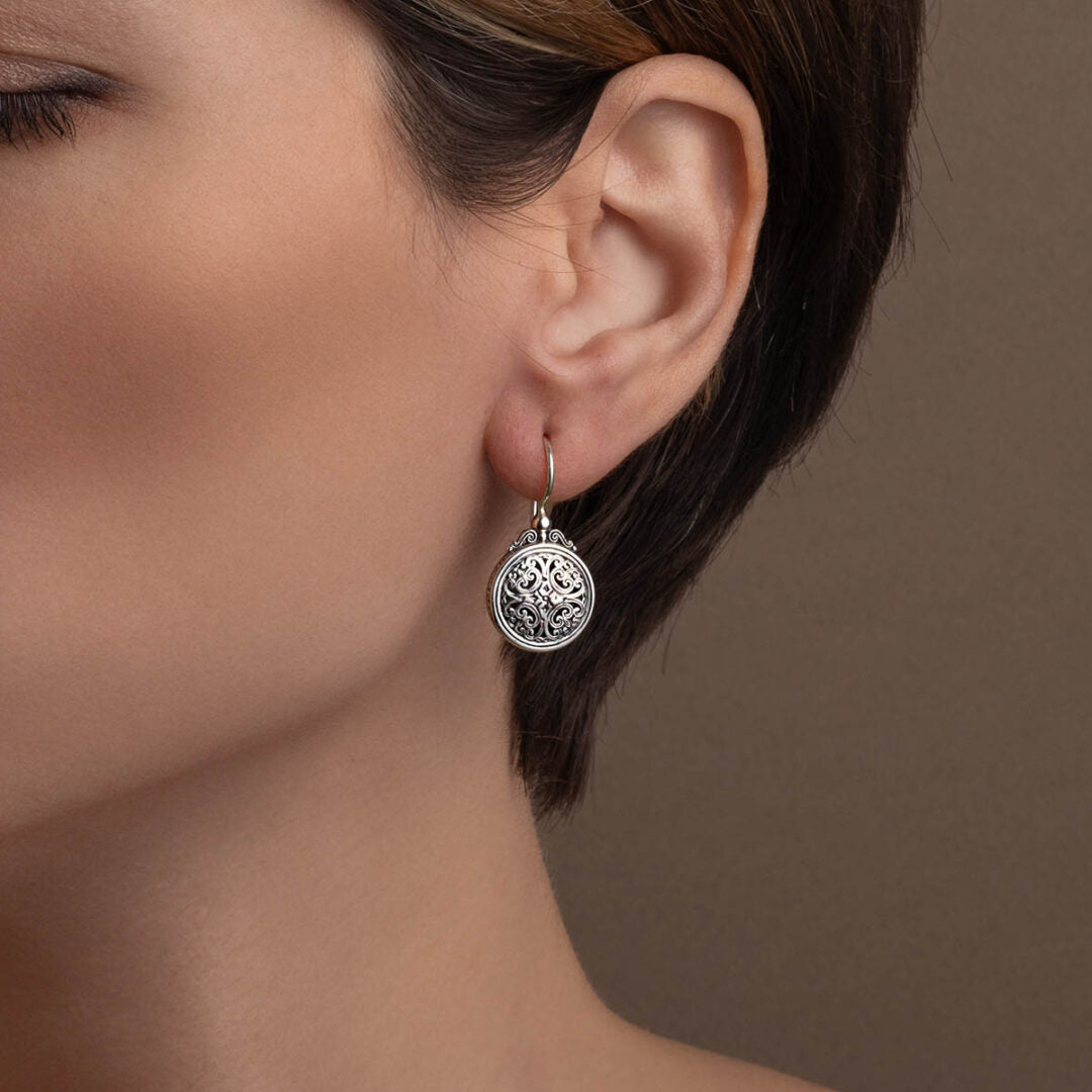 Gerochristo – Byzantine Round earrings in Sterling silver