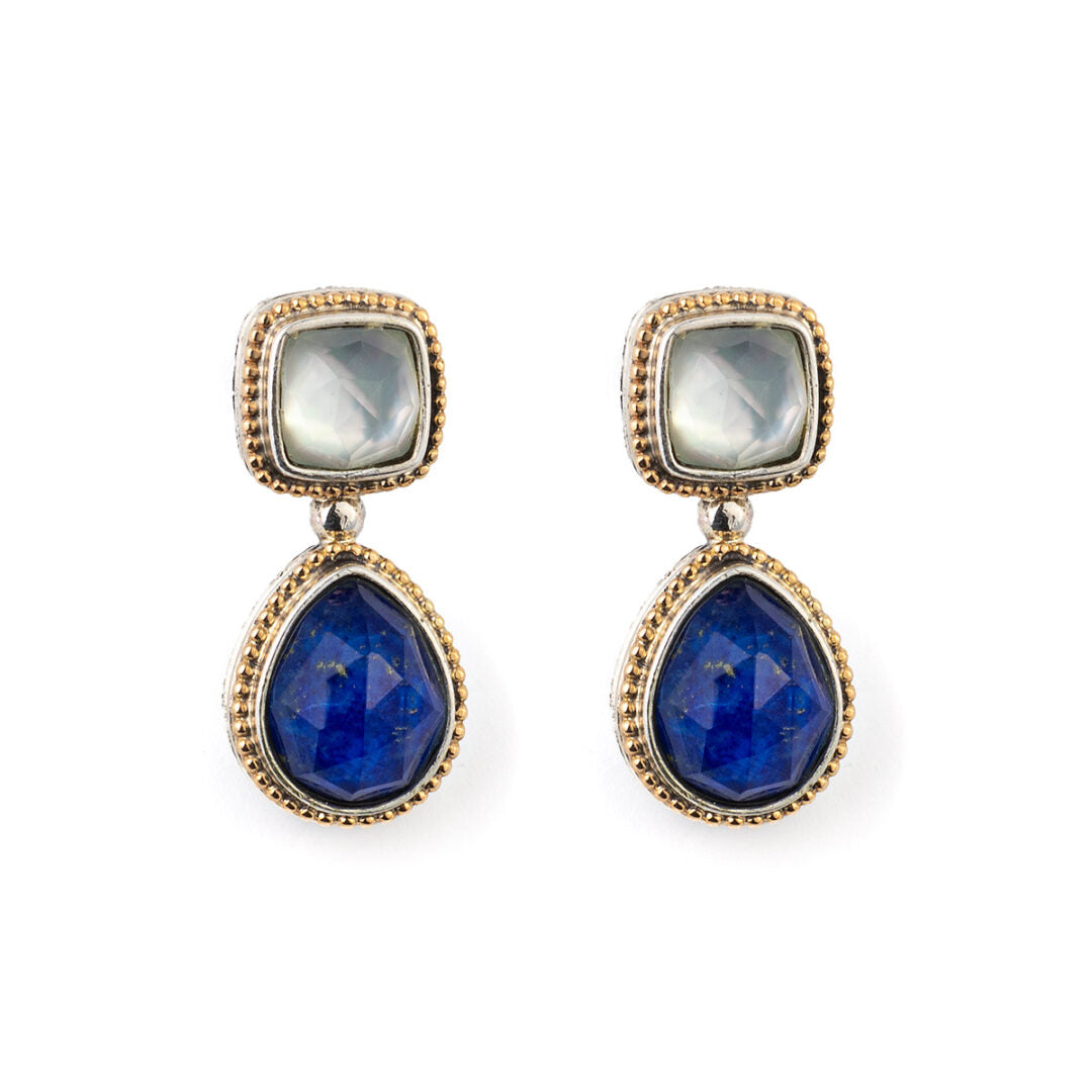 Gerochristo - Eve earrings in 18K Gold and sterling silver with Lapis