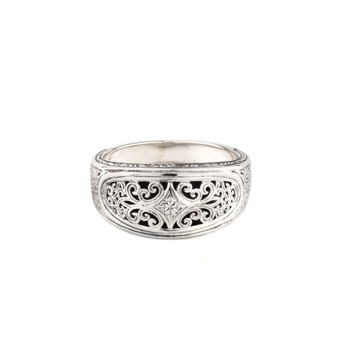 Gerochristo - Iris ring in Sterling Silver with Turquoise Copper