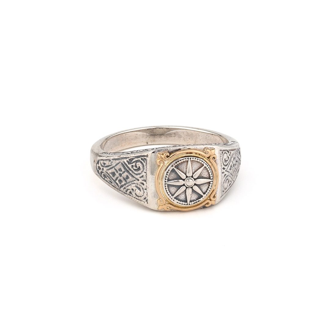Gerochristo - Mini Vergina Square Ring in 18K Gold and Sterling Silver