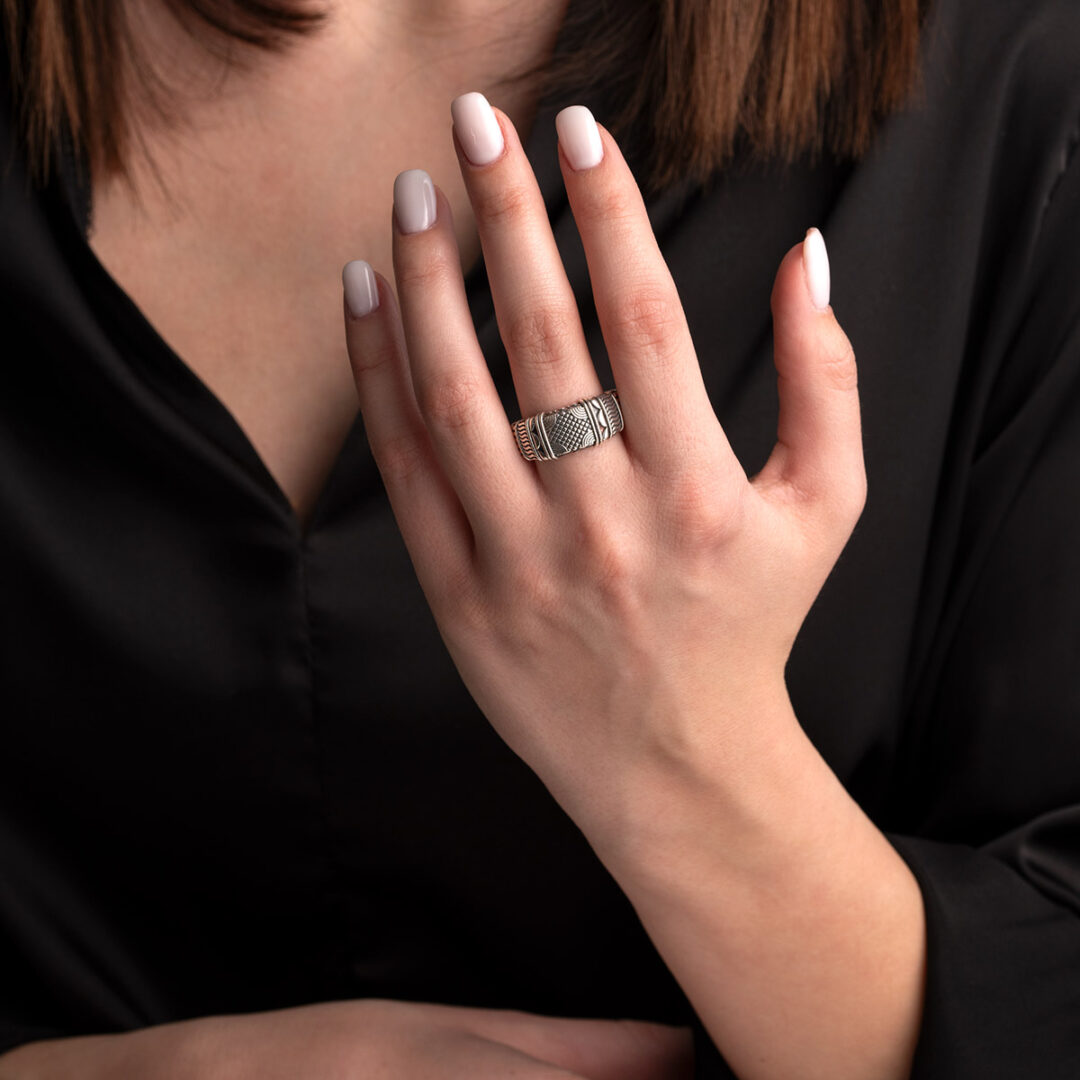 Gerochristo - Alexandrian Wide Band Ring - 925 Sterling Silver