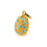 Filigree Egg Pendant Necklace – Sterling Silver and Gold Plated with Blue Enamel — Turquoise
