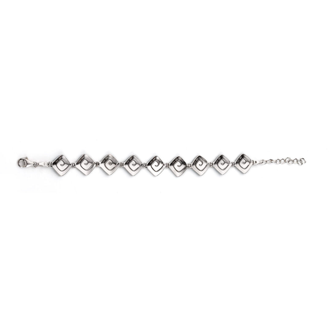 Greek Key Meander Blue Opal Bracelet – 925 Sterling Silver
