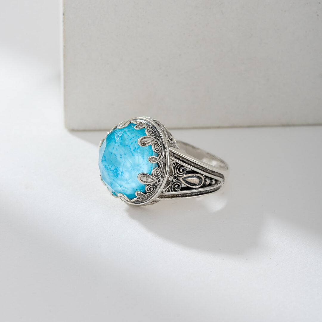 Gerochristo - Aegean Colors Ring in Sterling Silver with Doublet Gemstone