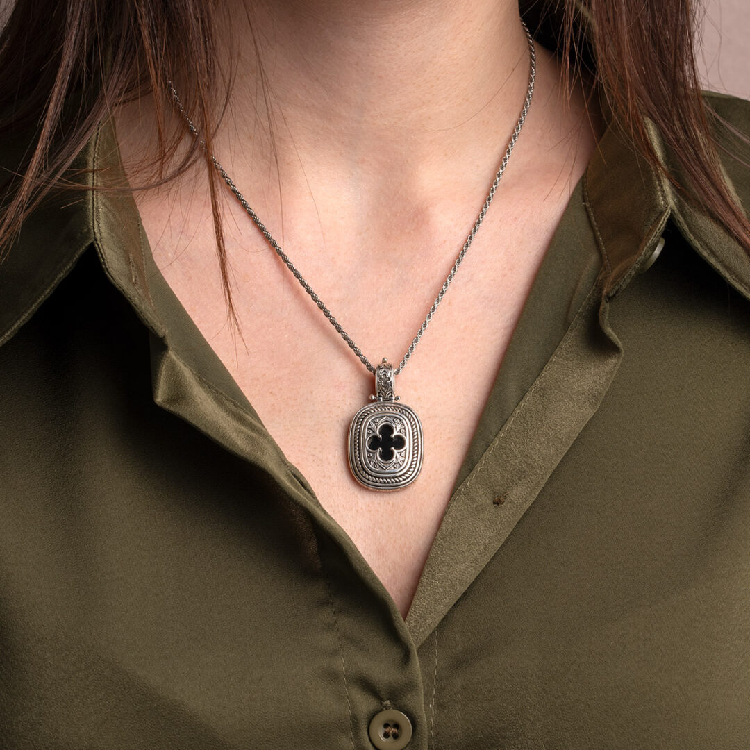 Gerochristo - Odysseus Pendant in Sterling Silver with Semi Precious Stone