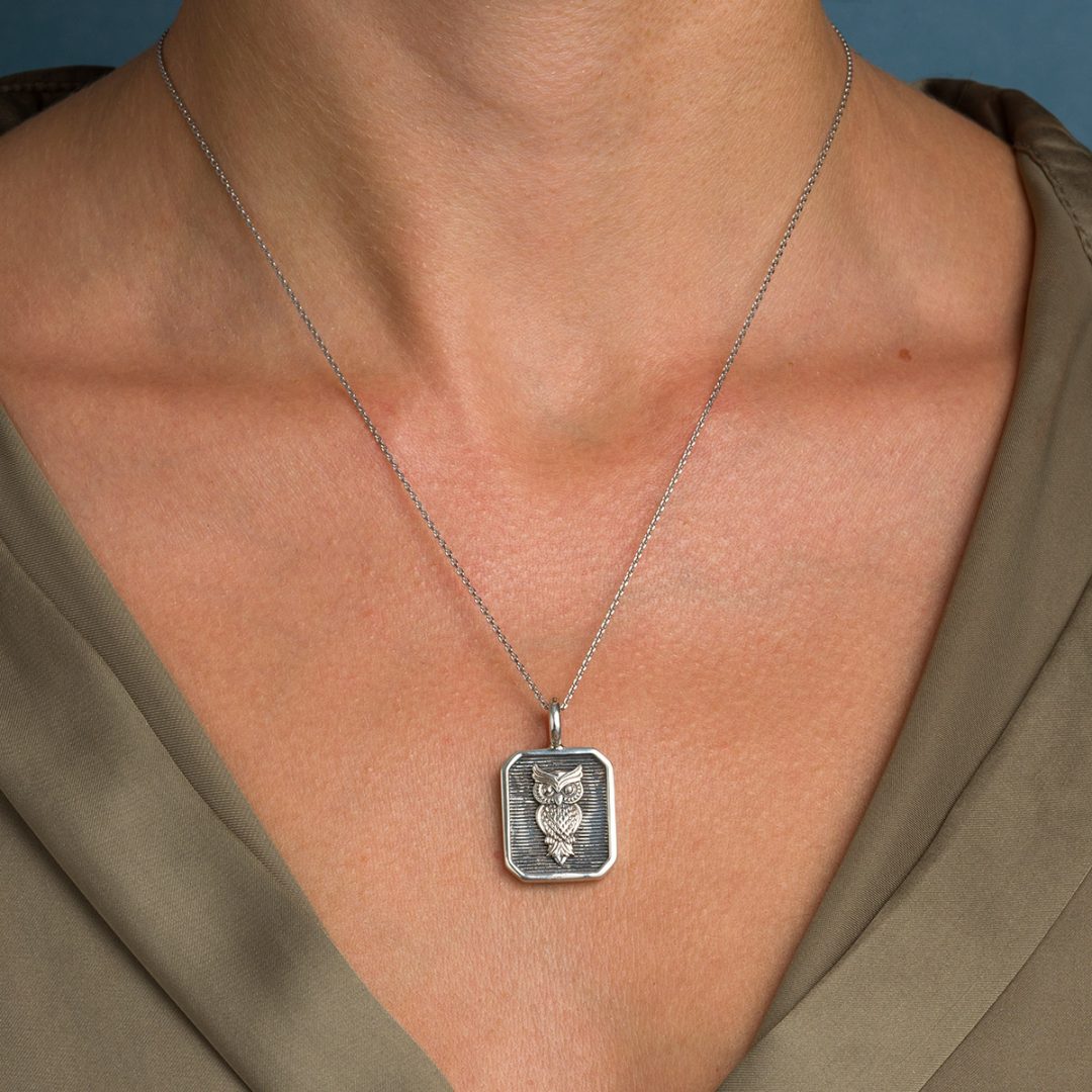 Gerochristo - Owl Pendant in Sterling Silver