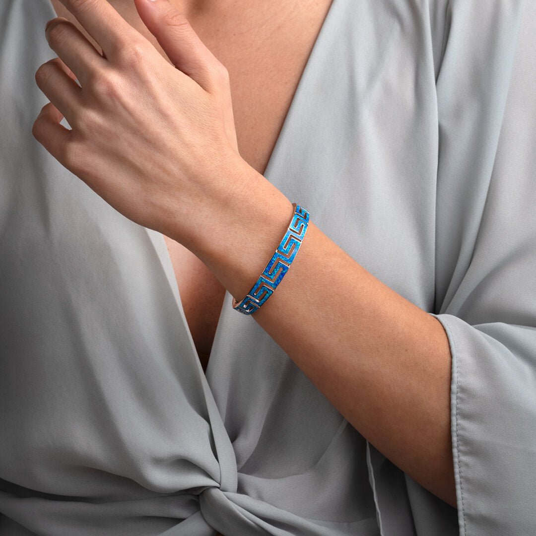 Βραχιόλι Bangle Μαίανδρος με Όπαλ - Άσήμι 925