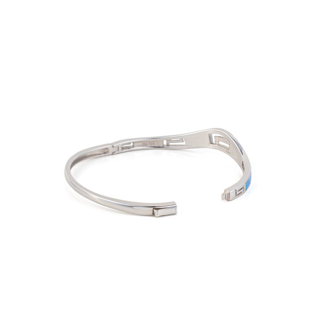 Meander Opal Bangle Bracelet - 925 Sterling Silver