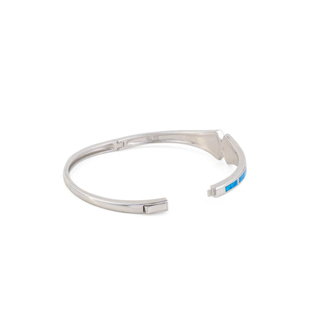 925 Sterling Silver - Blue Opal Bangle Bracelet
