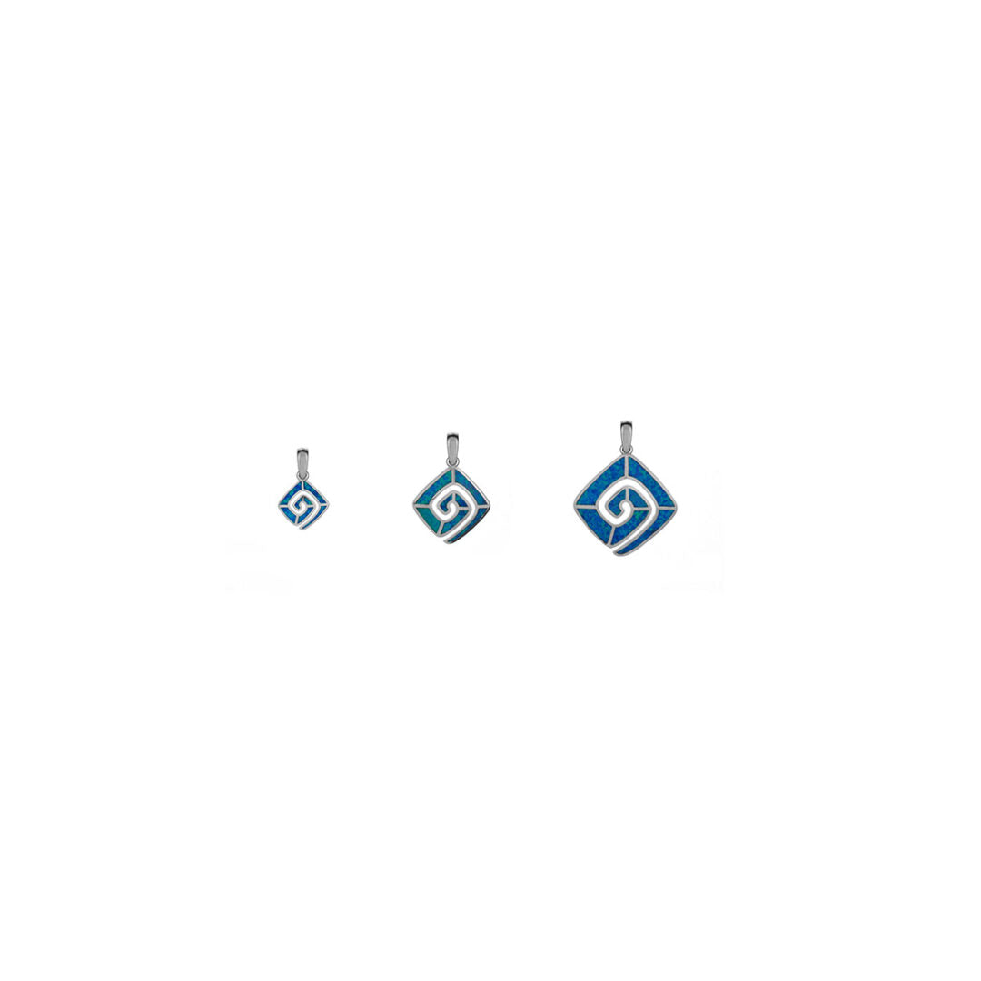 meander greek key pendant blue opal sterling silver
