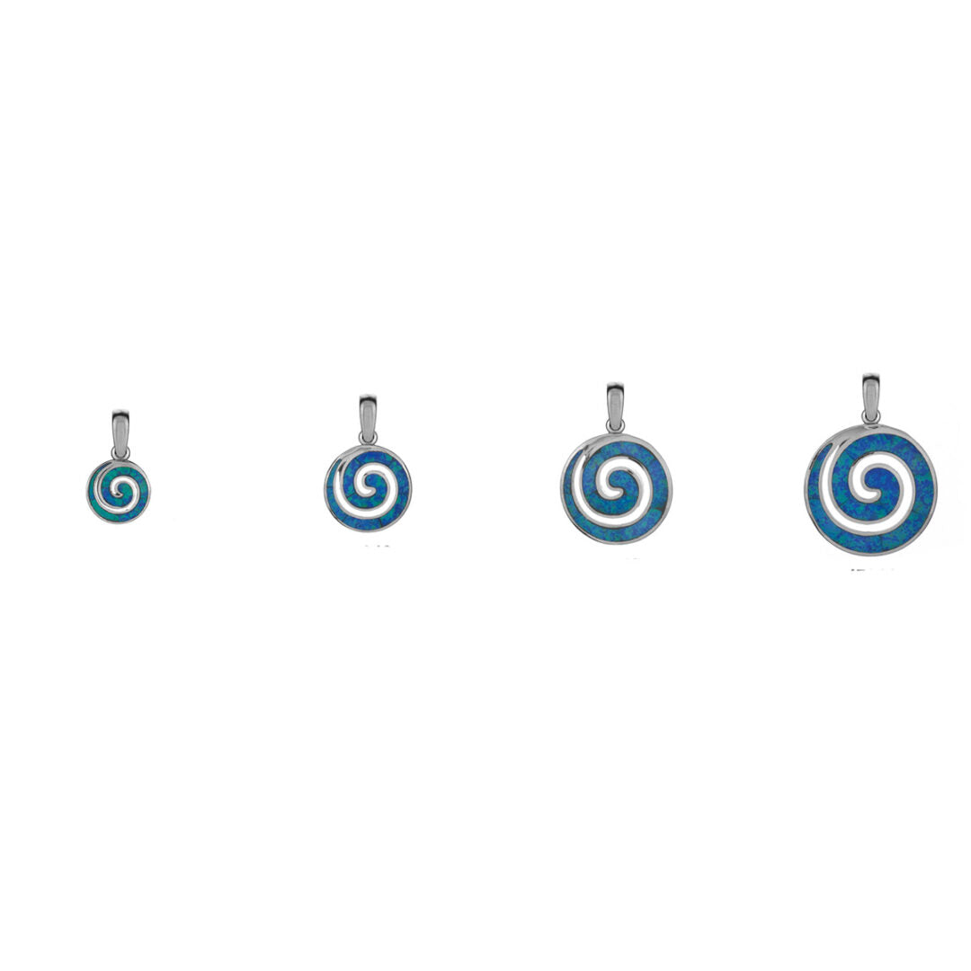 Spiral Pendant - 925 Sterling Silver with Opal