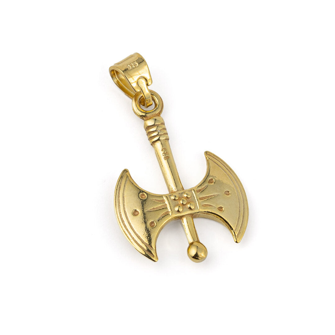 Double Headed Axe Pendant - Sterling Silver Gold Plated