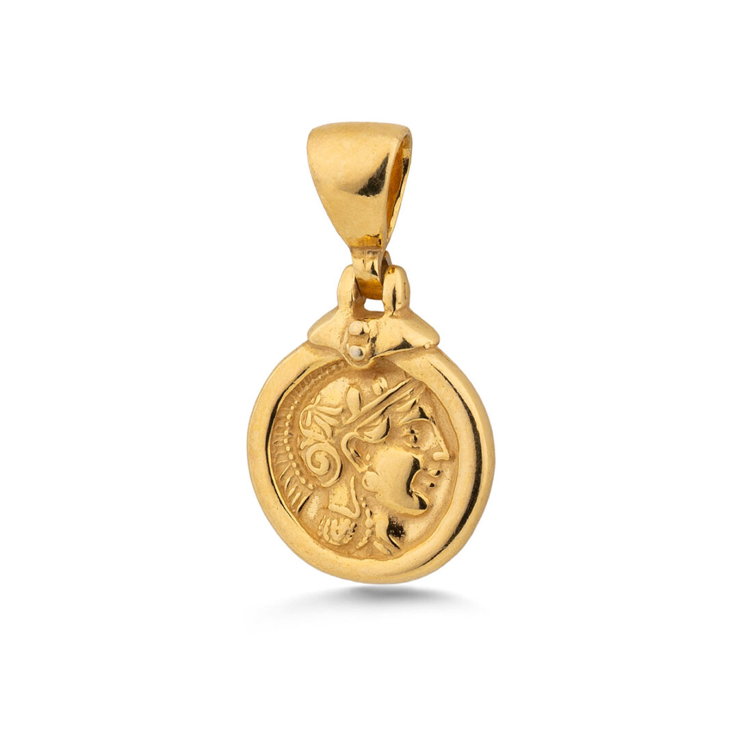 Goddess Athena and Wise Owl Pendant - Sterling Silver and Gold Plated