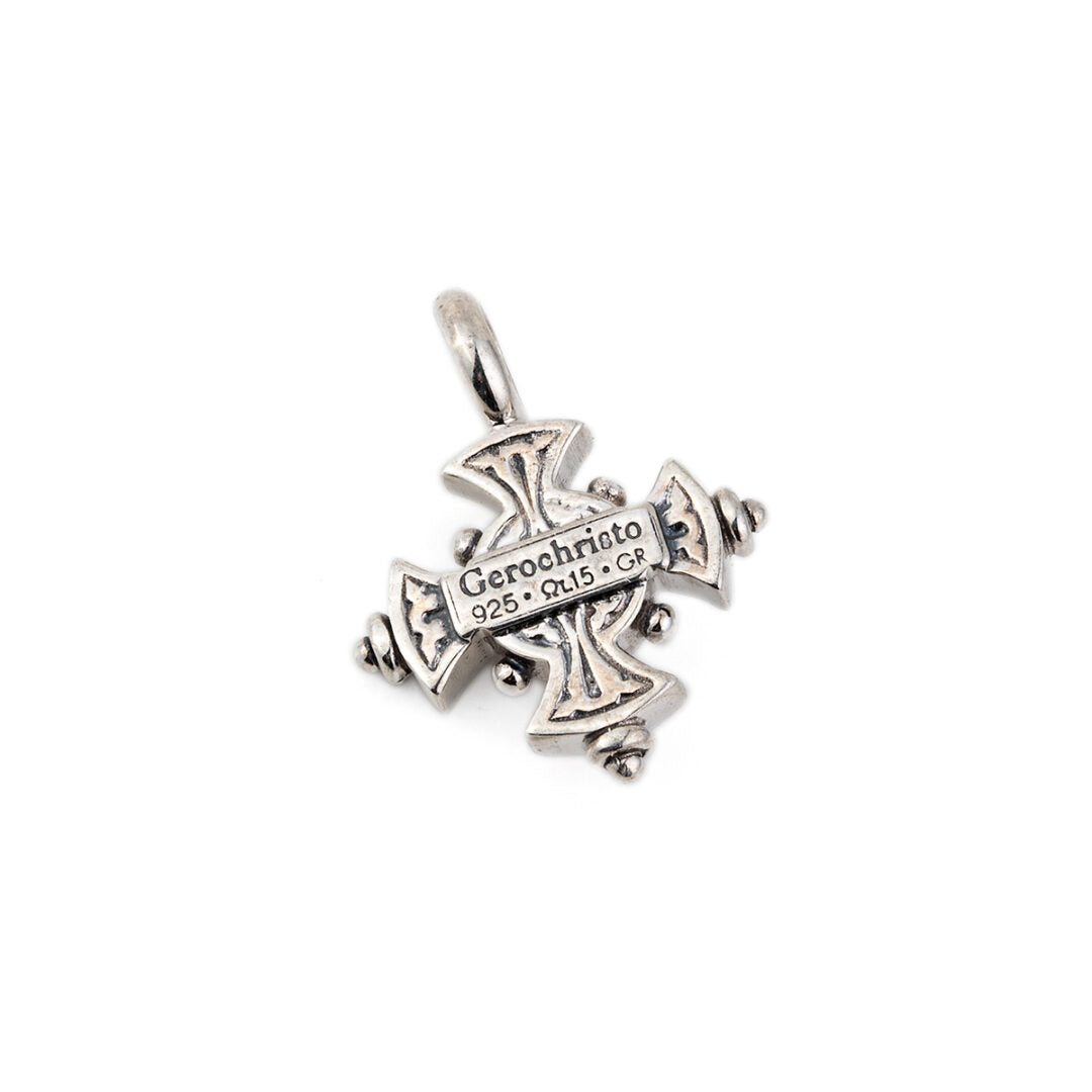 Gerochristo – Cross in 925 Sterling Silver with Garnet