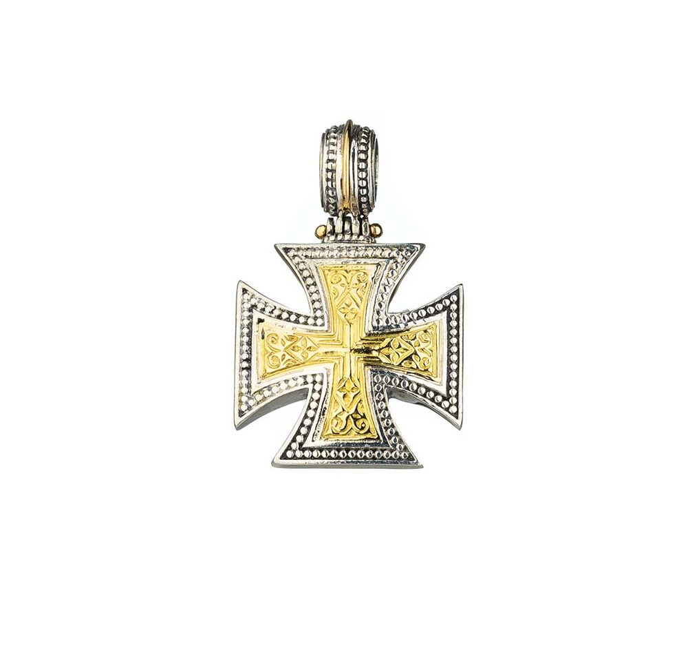 Gerochristo - Maltese Patmos cross in 18K Gold & Sterling Silver