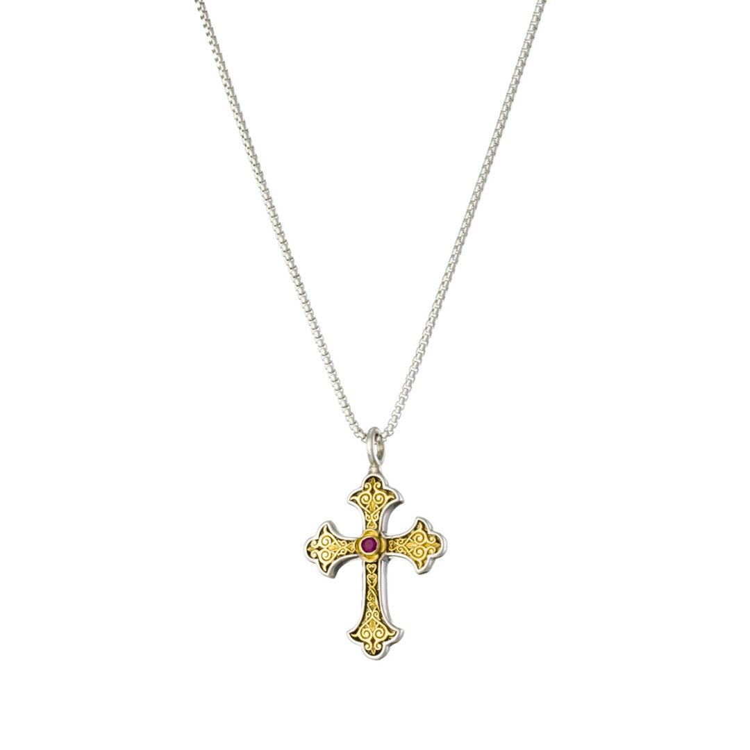 Gerochristo - Aretousa Cross in 18K Gold and Sterling silver