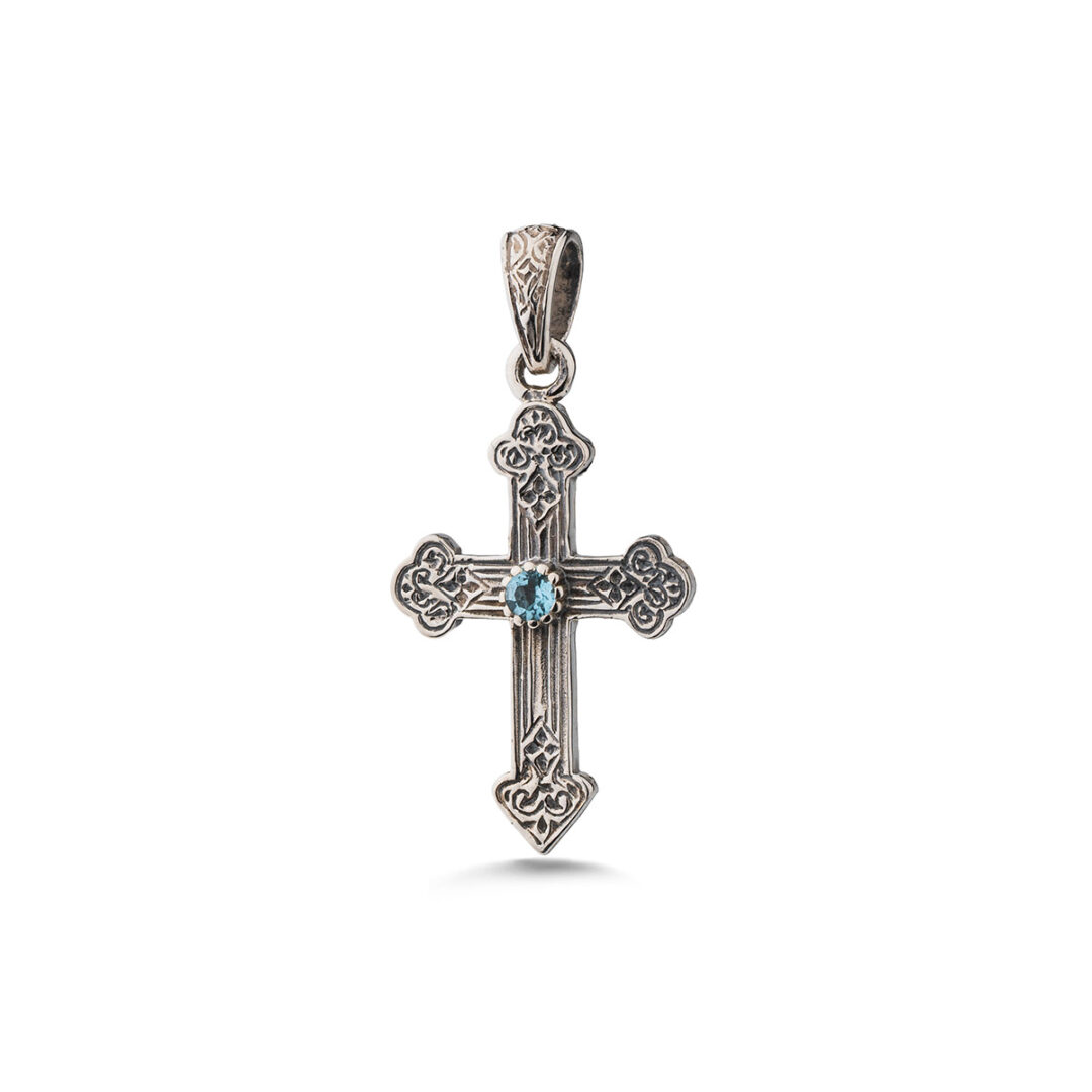 Gerochristo - Cross Pendant in Sterling Silver with Crystal