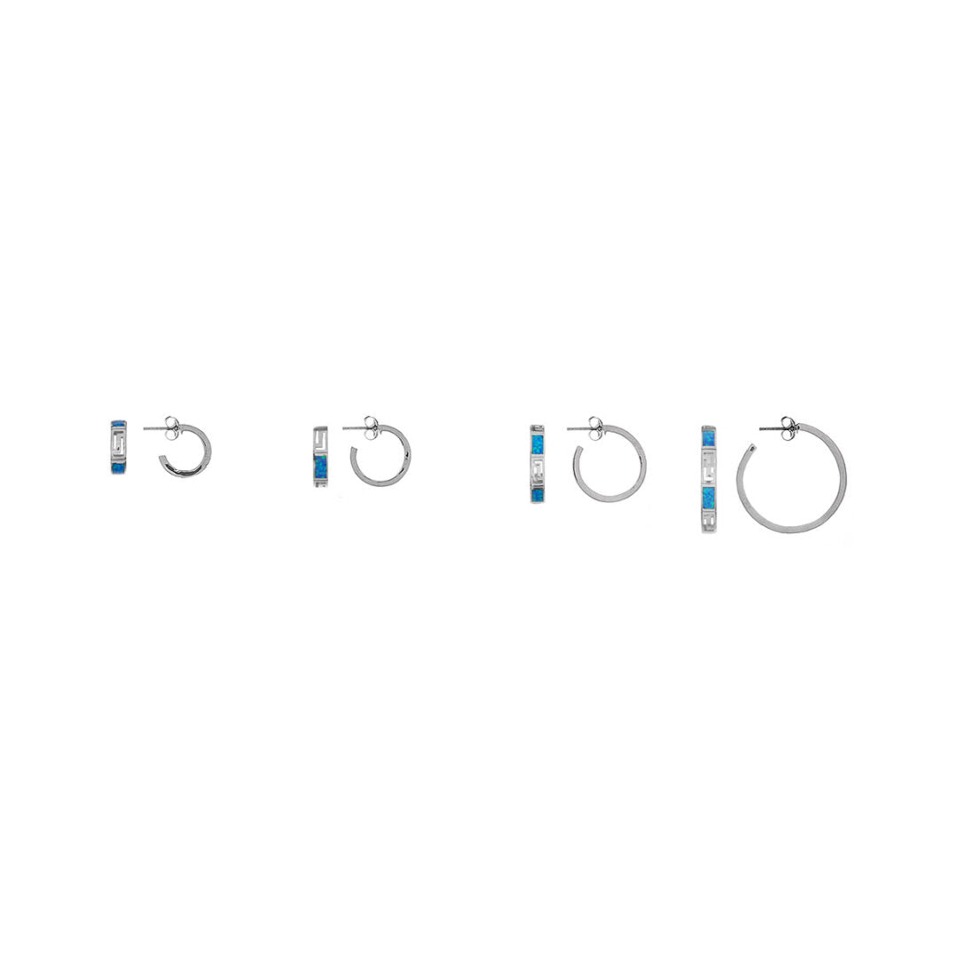 Meander Opal Hoop Earrings – 925 Sterling Silver