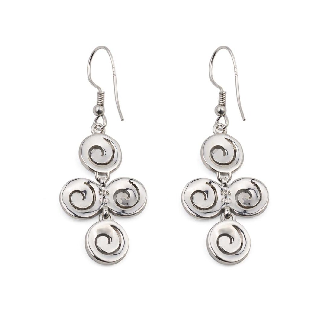Spiral Opal Dangle Earrings - Sterling Silver