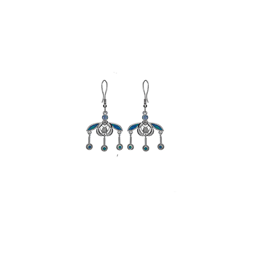 Minoan Malia Bees Earrings - 925 Sterling Silver with Opal