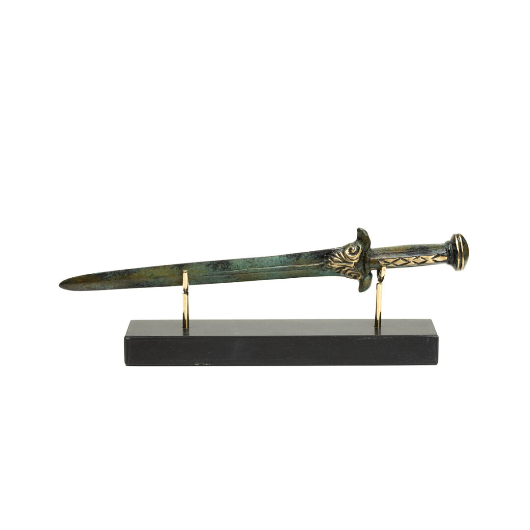 Ancient Spartan Sword on Marble Base - Bronze