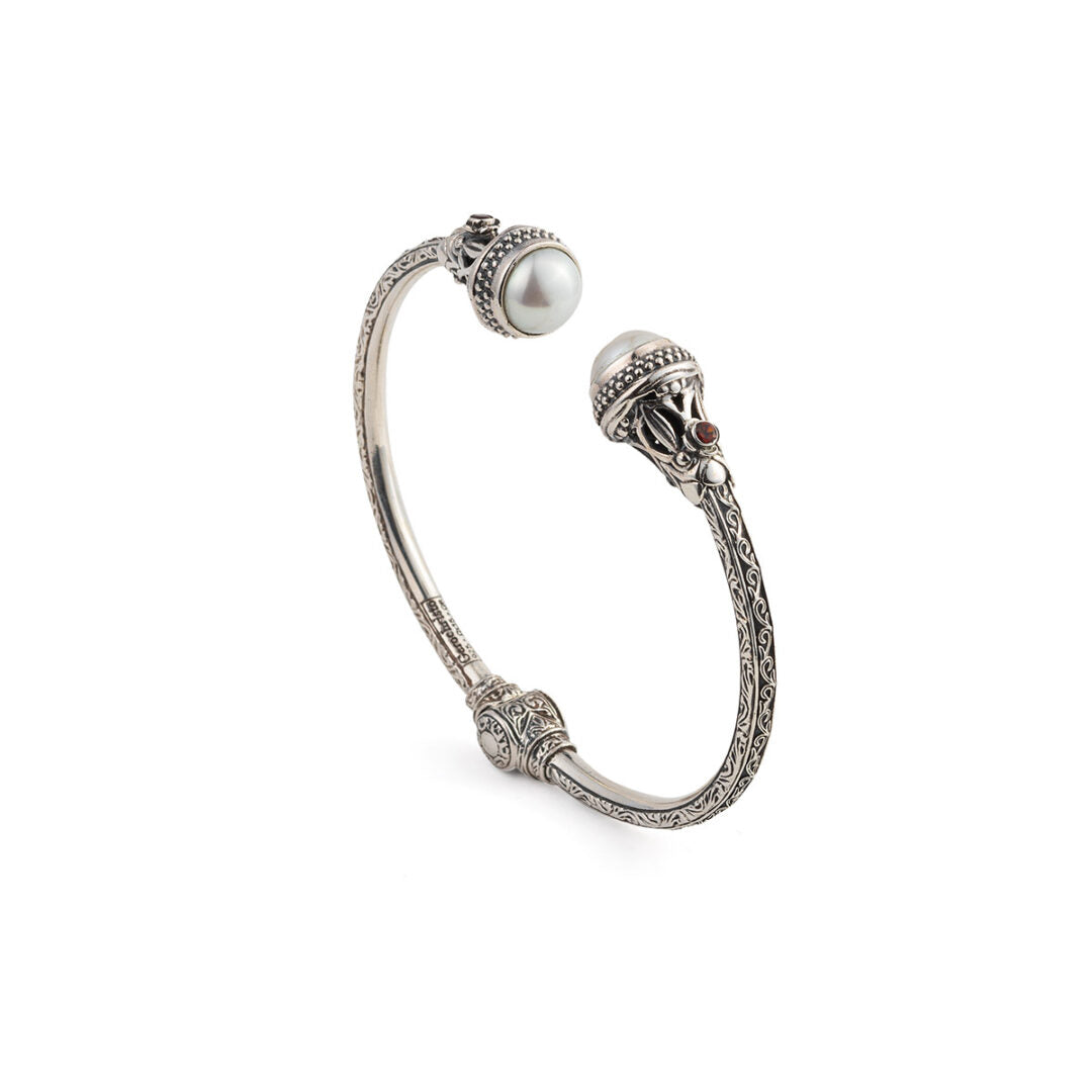 Gerochristo - Santorini Bracelet in Sterling Silver with Freshwater pearls