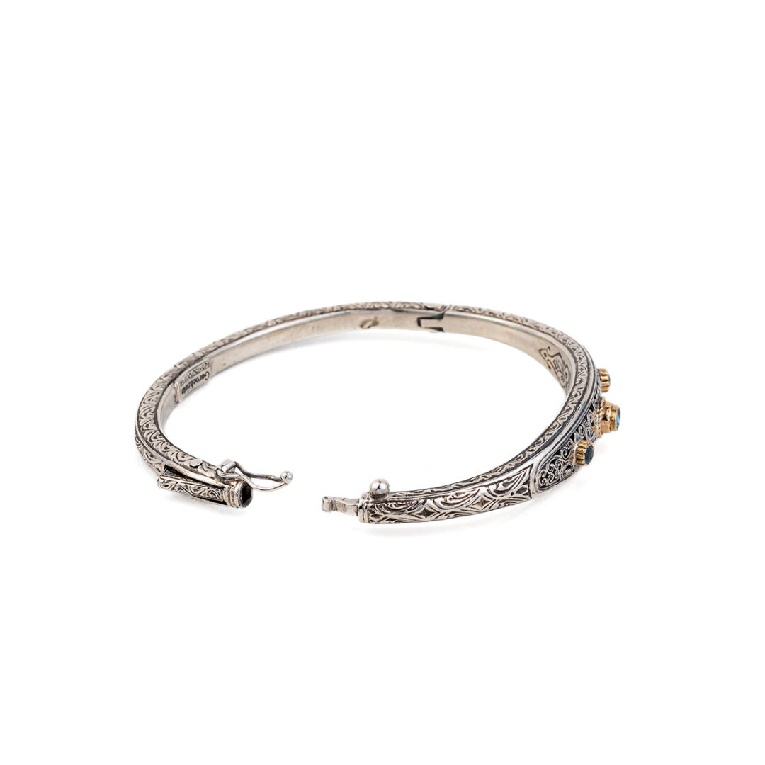 Gerochristo - Mediterranean Bracelet in 18K Gold and Sterling Silver with Blue Topaz