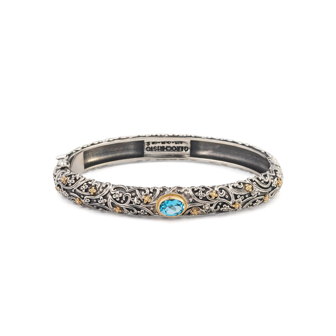 Gerochristo - Eve bracelet in 18K Gold and Sterling Silver — Blue