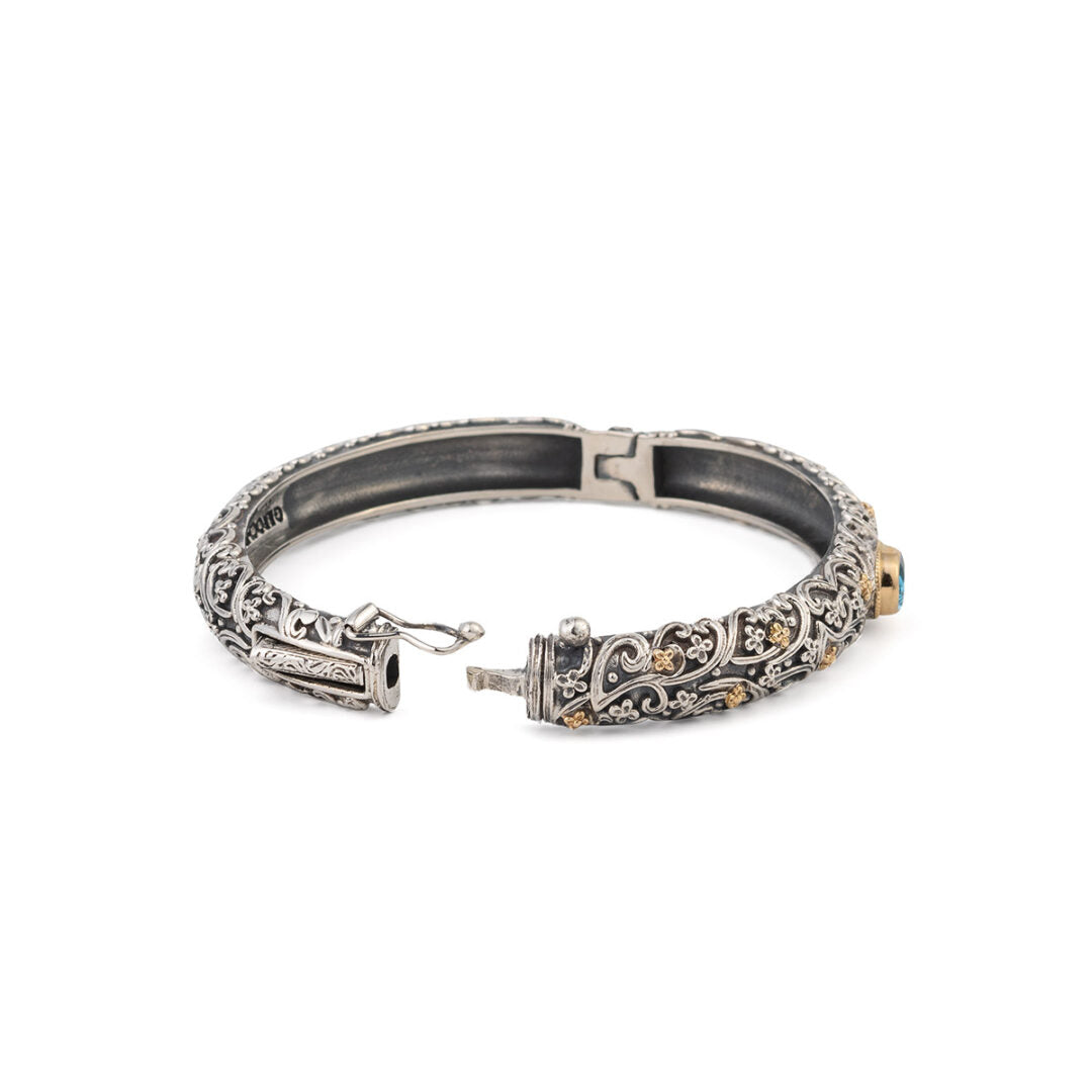 Gerochristo - Eve bracelet in 18K Gold and Sterling Silver — Blue