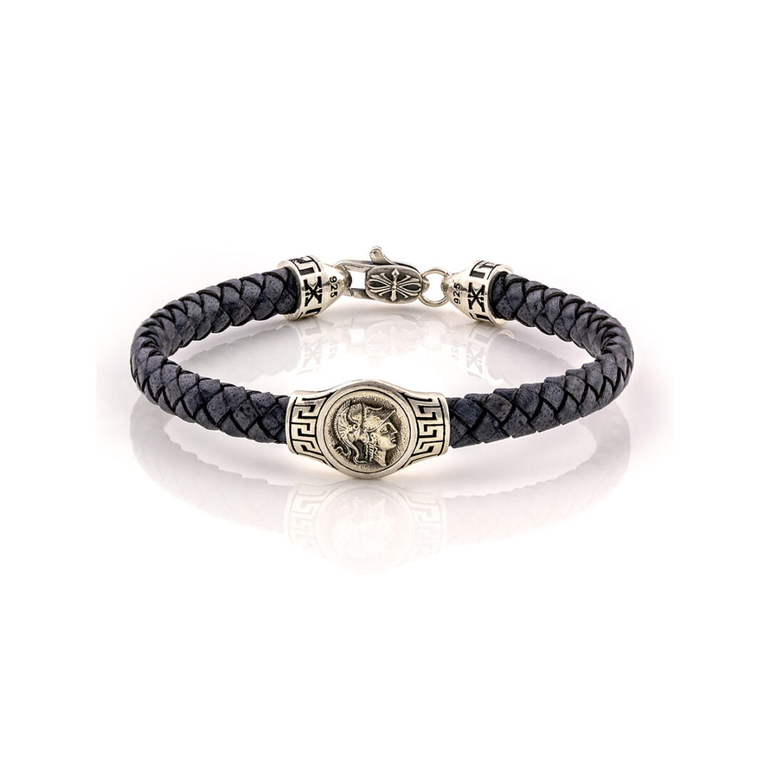 Athena Leather Bracelet - 925 Sterling Silver