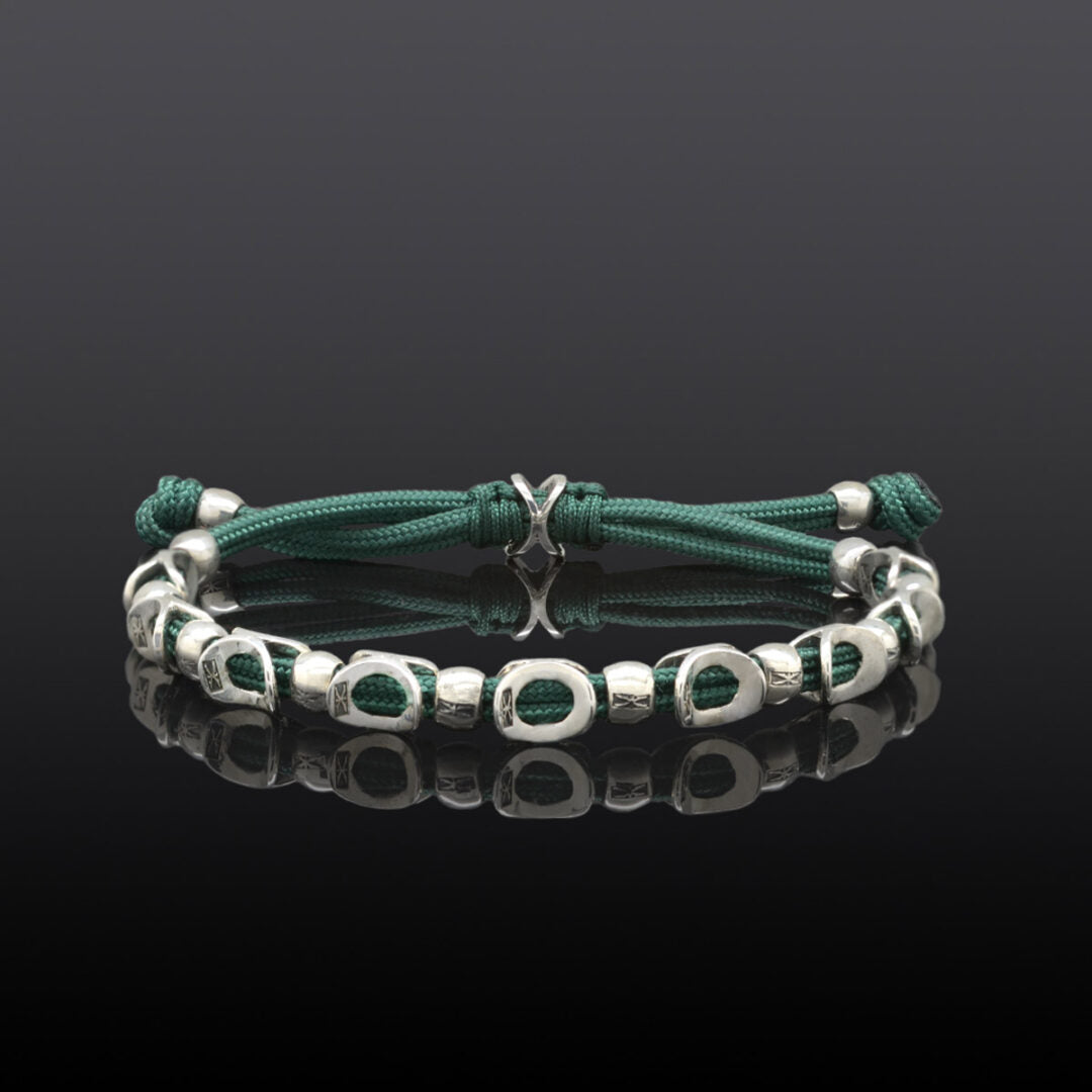 Sterling Silver Link and Cord combo Bracelet