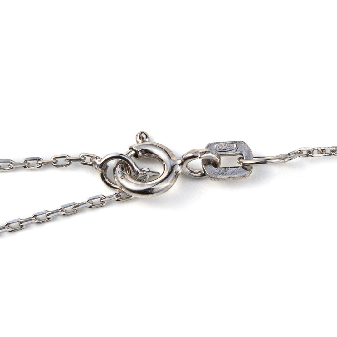 White Round Eye Necklace with Cross - Sterling Silver