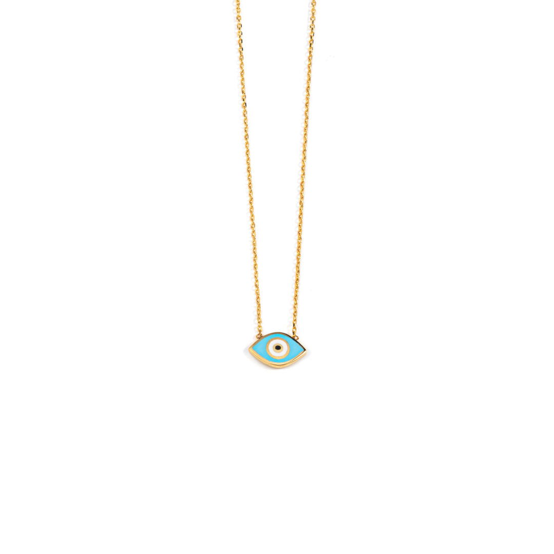 Evil Eye Necklace - 14K Gold with Turquoise Enamel — Turquoise