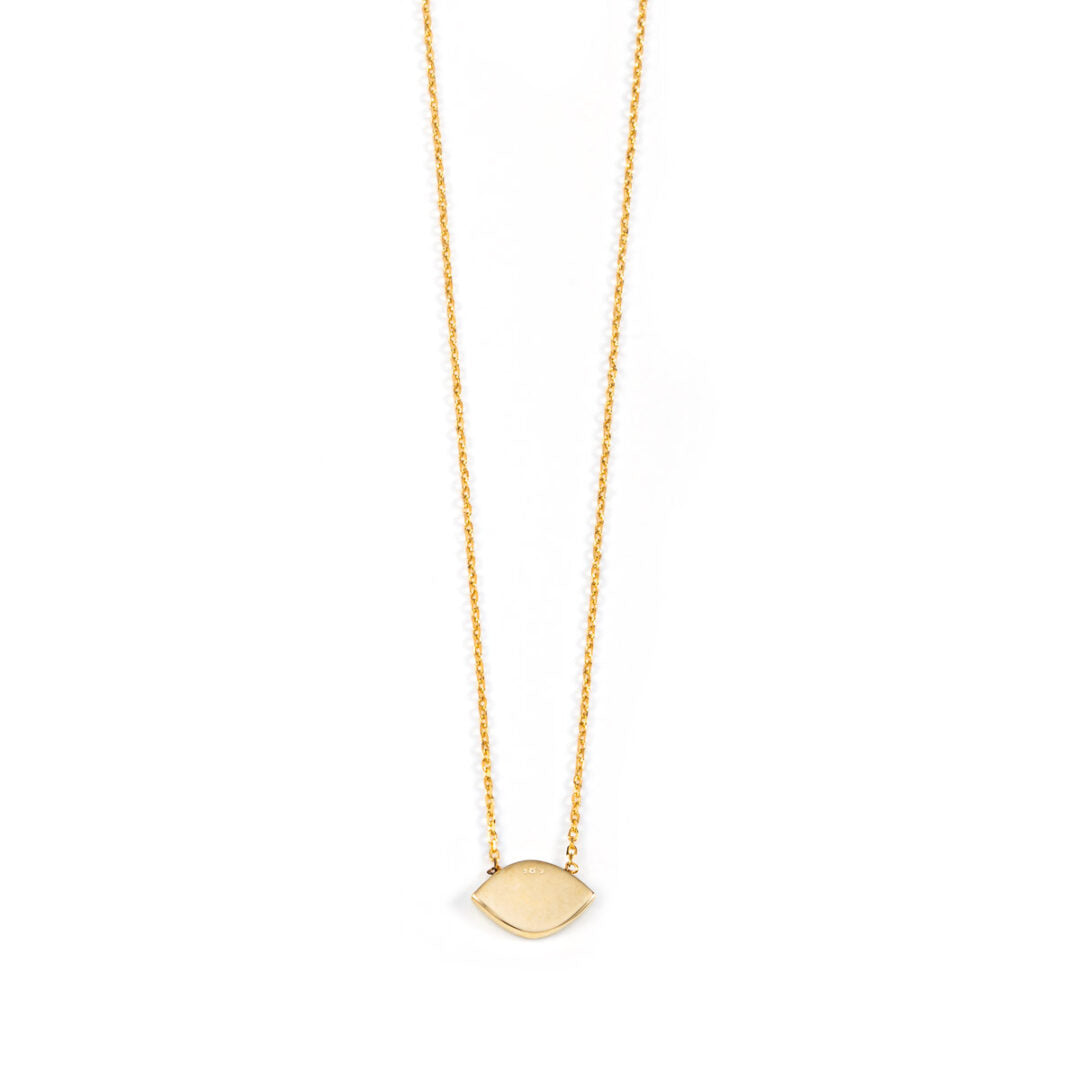 Evil Eye Necklace - 14K Gold with Turquoise Enamel — White