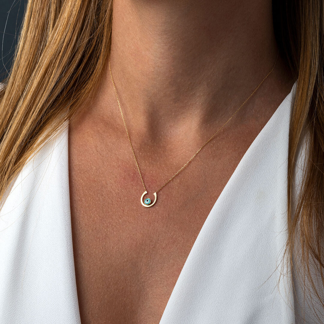 Petal Evil Eye Necklace – 14K Gold