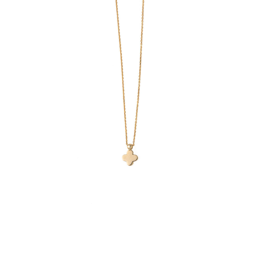 Cross Necklace with Enamel – 14K Gold — White