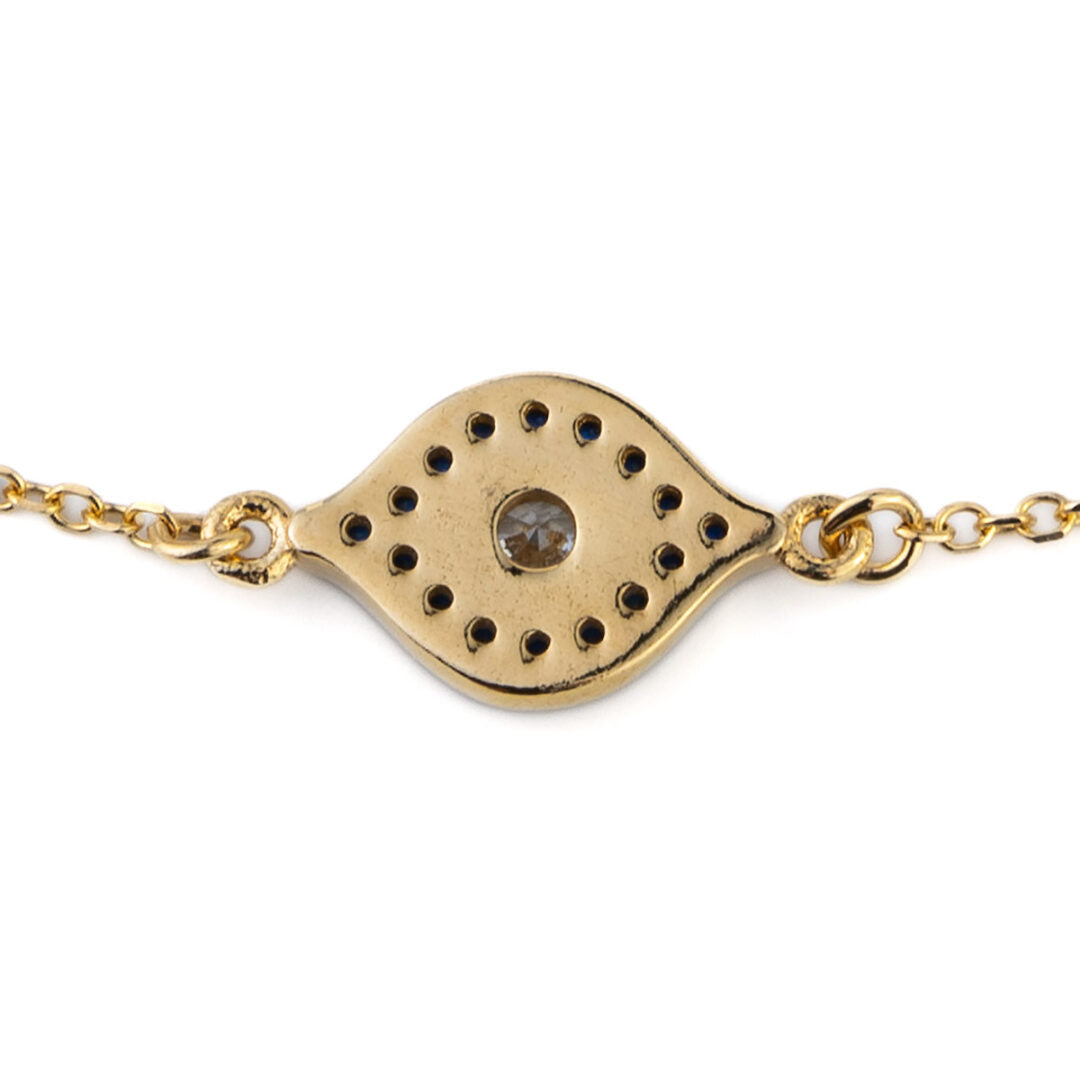 Blue Evil Eye Bracelet - 14K Yellow Gold