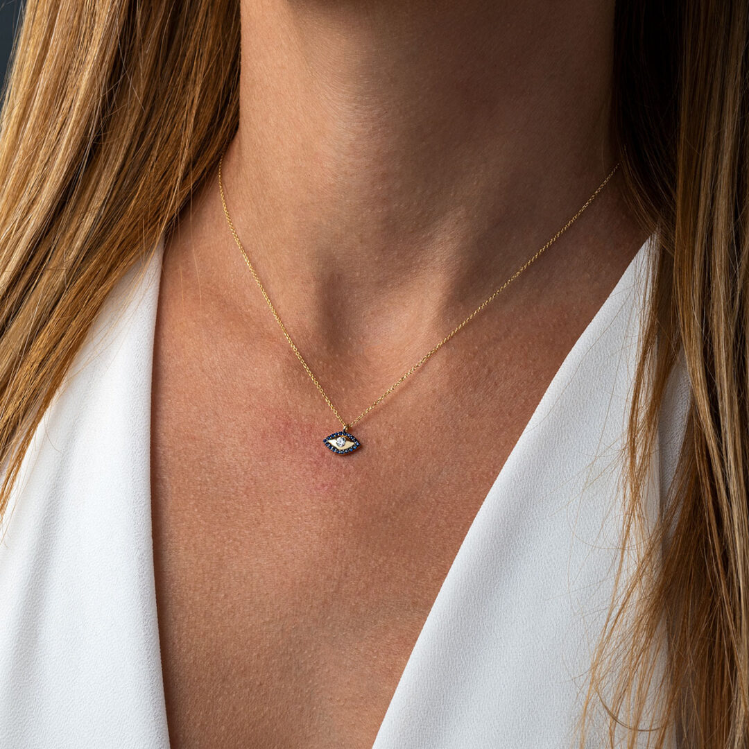 Eye Necklace – 14K Gold and Zircon