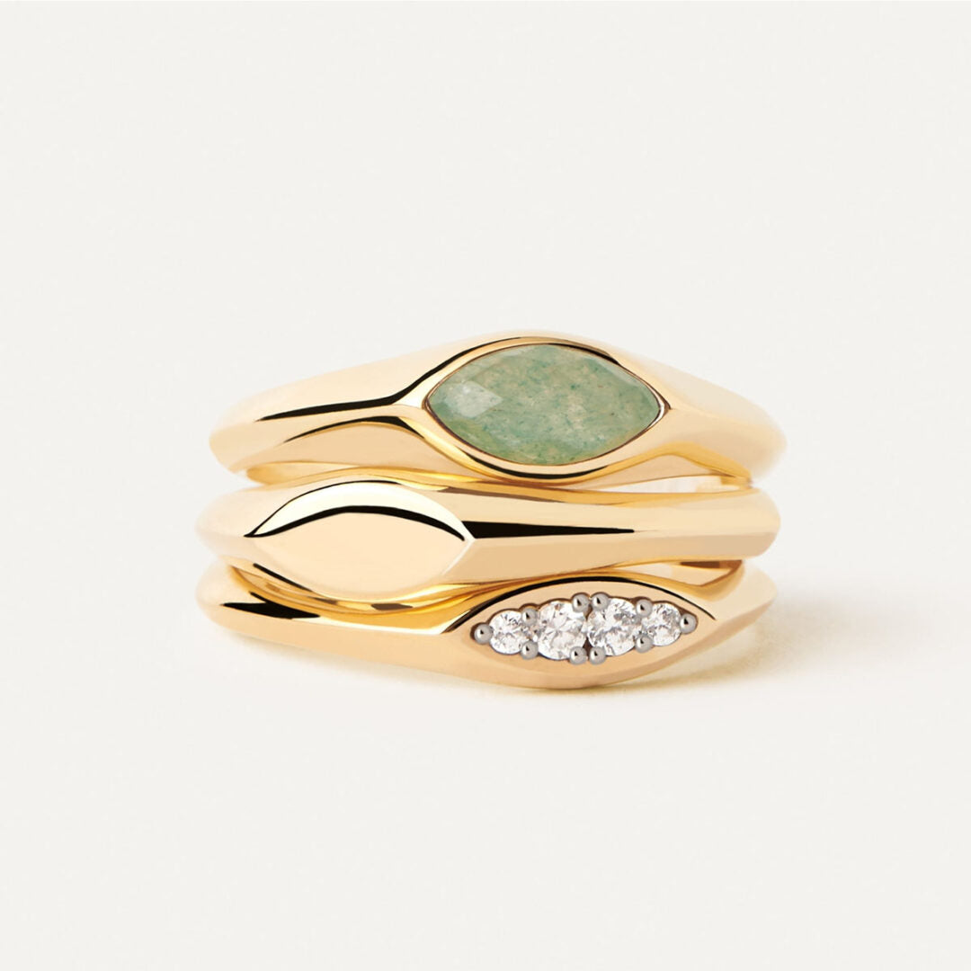 PDPAOLA Nomad Green Aventurine Stamp Ring